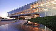 Modern glass building of Clinton Library