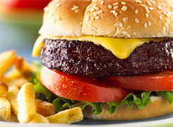Hamburger and French fries